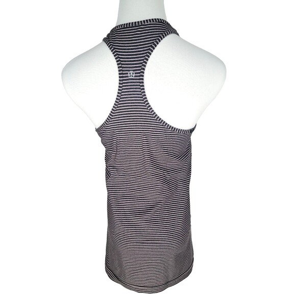 Lululemon Cool Racerback Tank Top Size 4/6 Grey Pink Striped Yoga Pilates Fitted - Picture 4 of 6